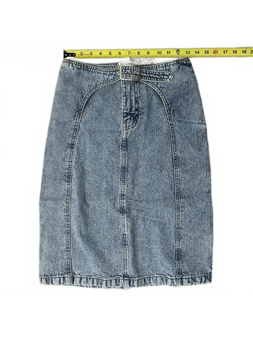 Mango Falda Denim Midi Skirt with Belt Indigo Blue Wash NWT XS